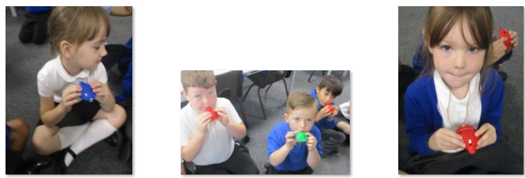Photos of playing ocarinas