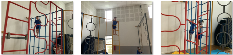 Photos of children doing PE on apparatus