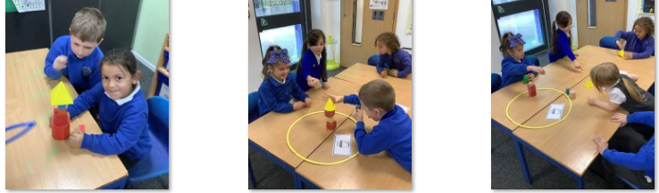 Photos of children sorting shapes