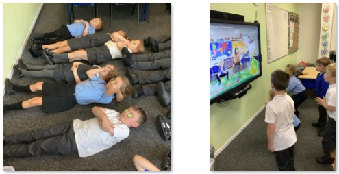 Photos of children taking part in keep fit activities
