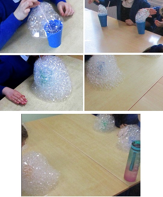 Photos of art club bubble painting