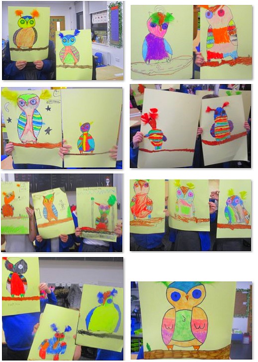 Photos of art club's owls