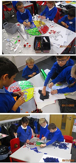 Photos of children making Saxon Shields