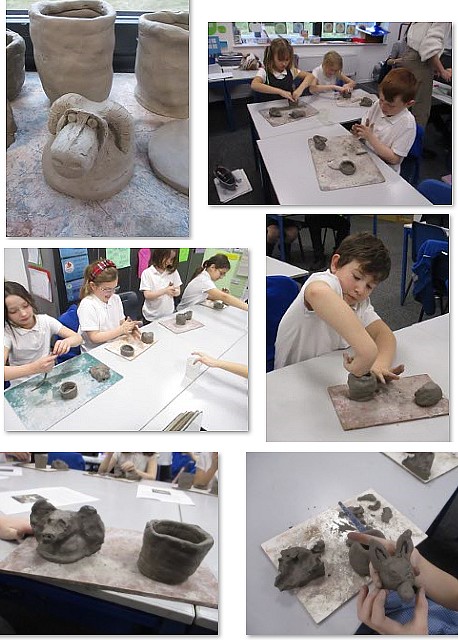 Photos of making canopic jars from clay
