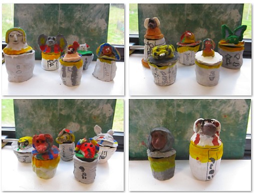 Photos of completed canopic jars