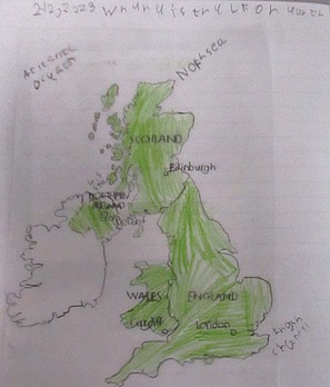 Photo of drawn UK map