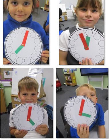 Photos of children with clocks