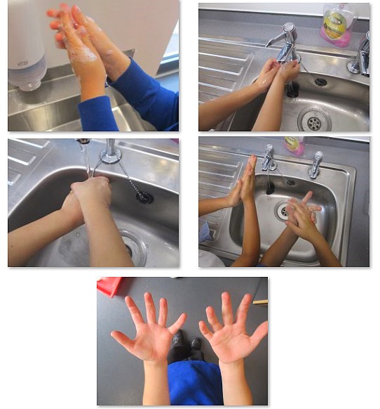 Photos of hand washing