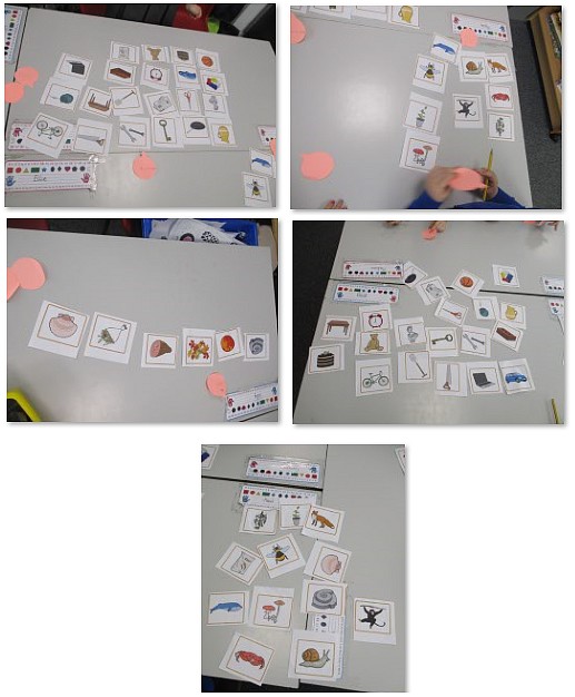 Photos of children classifying objects