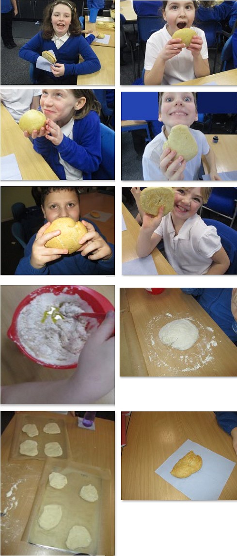 Photos of children making pitta breads