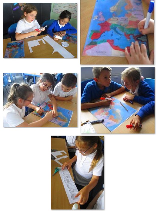 Photos of children learning about the Romans