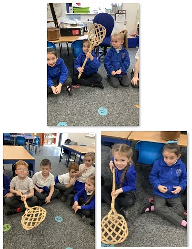 Photos of children with a carpet beater
