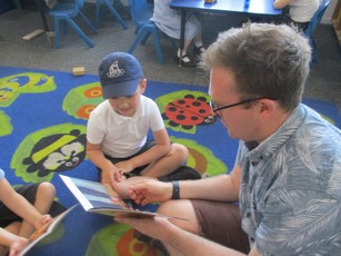 Photos of children reading