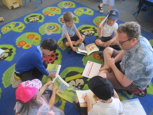 Photos of children reading