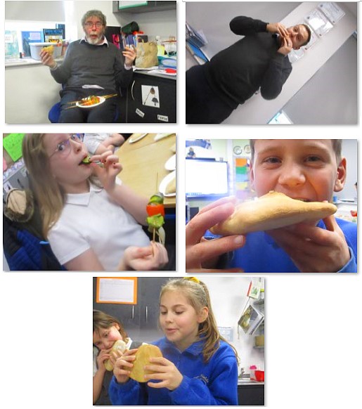 Photos of people eating the pitta breads