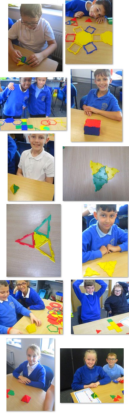 Photos of children making polydron shapes