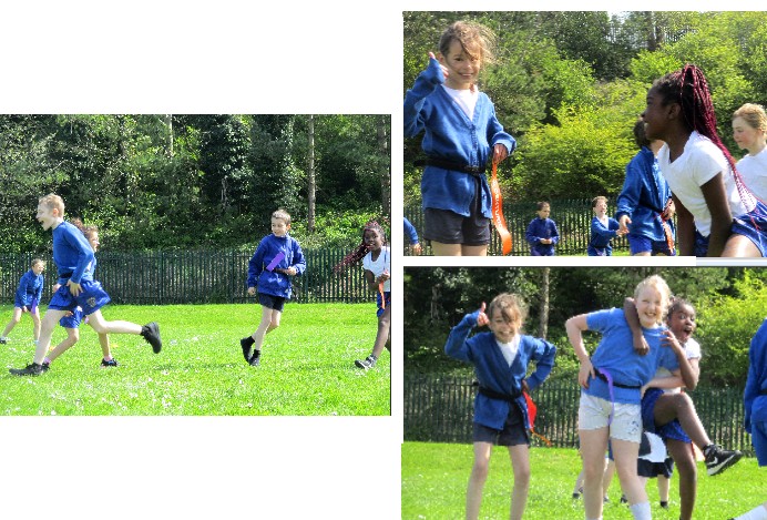 Photos of children playing Tag Rugby
